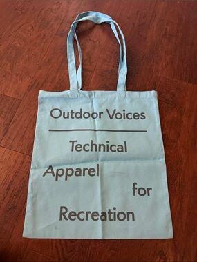 Outdoor Voices Light Blue Canvas Tote with 'Dallas' Print